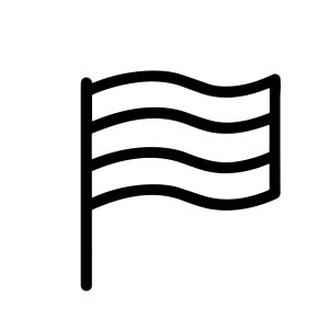 Minimalist Outline Simple Striped Waving Flag Sign Shape Icon