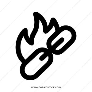 Simple Line Style Burning Chain Link Security Connection Icon Symbol