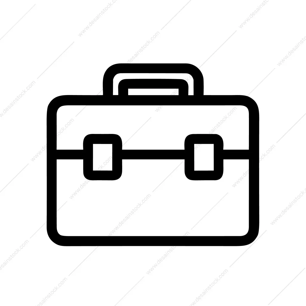 Simple Outline Suitcase Line Style Briefcase Work Business Bag Icon