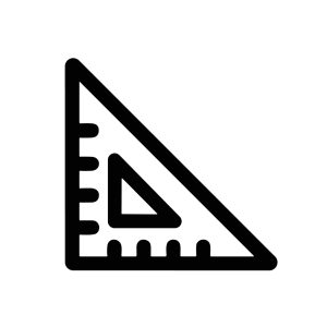 Minimalist Outline Triangle Ruler Stationary Tool Icon for Graphic Design