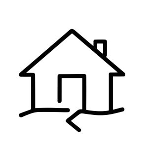 Simple Outline Handdrawn House Damaged Earthquake Icon Representation