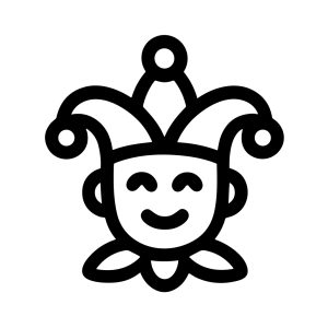 Simple Outline Smiling Jester Face with Hat Carnival Symbol Icon