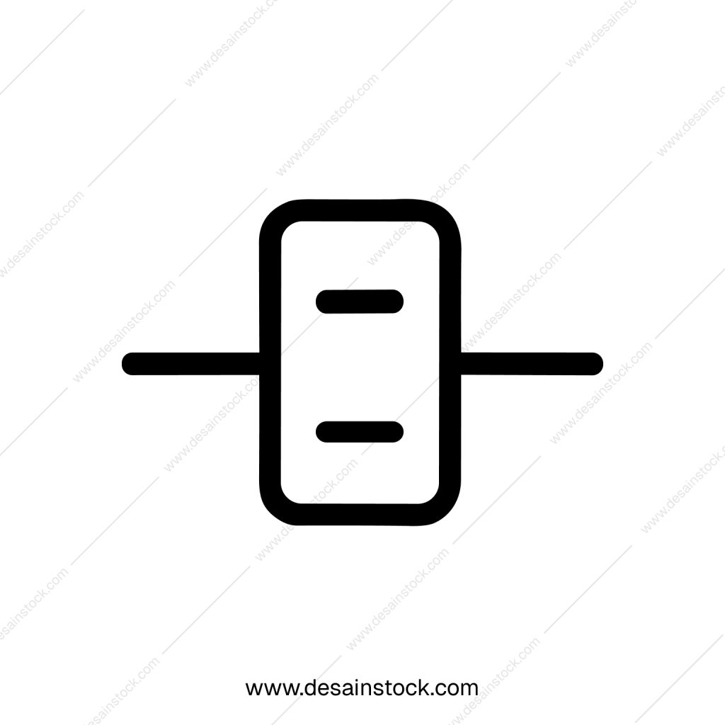 Simple Line Electrical Capacitor Circuit Component Icon Symbol