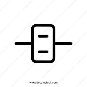 Simple Line Electrical Capacitor Circuit Component Icon Symbol