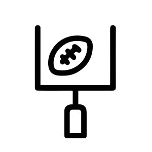 Simple Outline Football Goalpost with Ball Scoring Line Art Icon