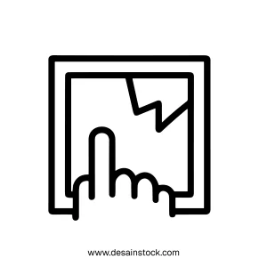 Outline Simple Cracked Screen with Hand Touch Technology Display Icon