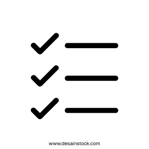 Simple Outline Checklist Task List with Checkmark Sign Icon Shape