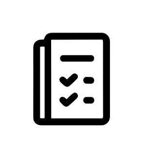 Black Outline Minimalist Checklist Document with Checkmark Icon Symbol