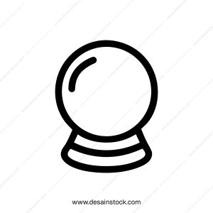 Minimalist Outline Drawing Crystal Ball Prophecy Fortune Teller Element