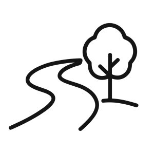 Simple Line Art Winding Road with Tree Illustration Element Icon