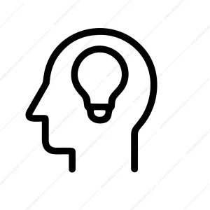 Minimalist Outline Head Idea Thinking Lightbulb Creative Mind Concept Icon