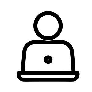 Simple Outline Person Using Laptop Computer Technology Line Art Icon