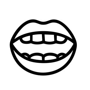 Simple Line Drawing Mouth Open with Teeth and Lips Illustration