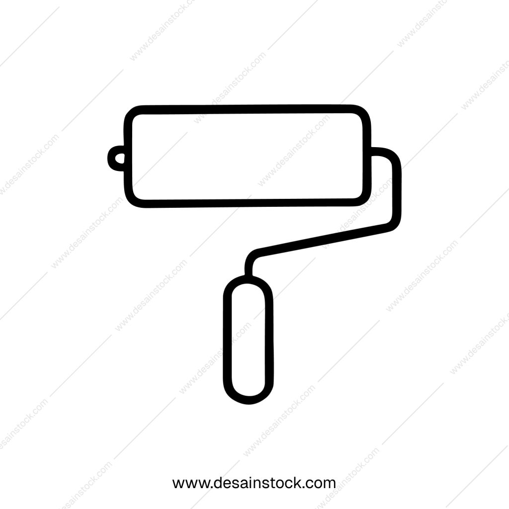 Minimalist Outline Paint Roller Tool Icon for Interior Decoration and Renovation
