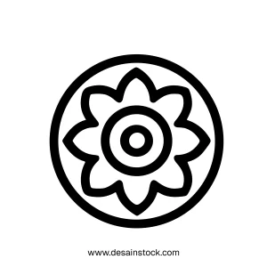 Simple Outline Circle Flower Botanical Design Element Icon