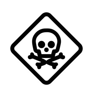 Simple Outline Skull and Crossbones Death Warning Sign Icon Symbol