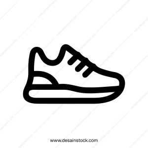 Simple Outline Running Shoe Icon, Sneaker, Sport Footwear Design Element