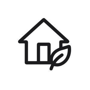 Minimalist Outline Home with Leaf Symbol Eco Friendly House Icon