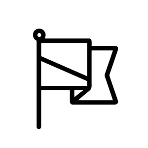 Minimalist Outline Flag with Pennant Shape Icon Symbol Sign