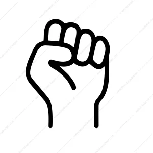 Simple Line Art Raised Fist Hand Gesture Shape Icon Design
