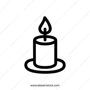 Simple Outline Burning Candle on Holder Symbol Shape Icon Isolated