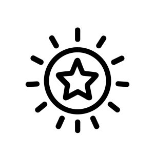 Minimalist Line Drawing Star Inside Shining Sun Icon Graphic
