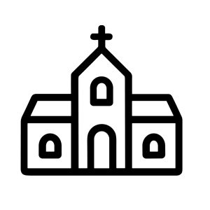 Minimalist Outline Church Building Line Drawing Religious Place Icon