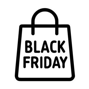 Minimalist Outline Black Friday Shopping Bag Sale Promotion Icon Illustration