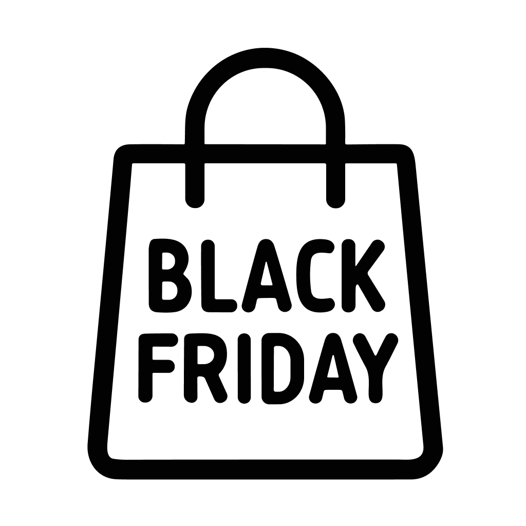 Minimalist Outline Black Friday Shopping Bag Sale Promotion Icon Illustration