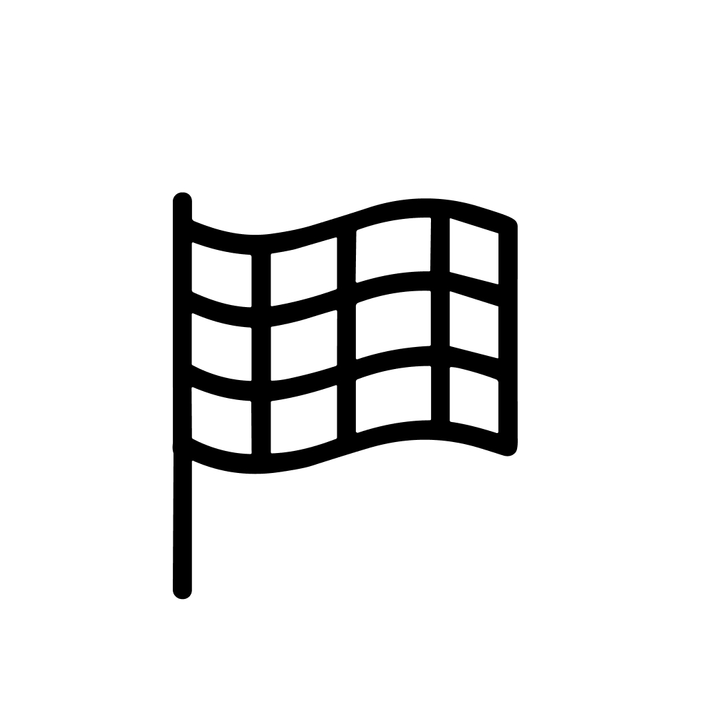 Simple Line Art Waving Checkered Flag Finish Line Sign Icon