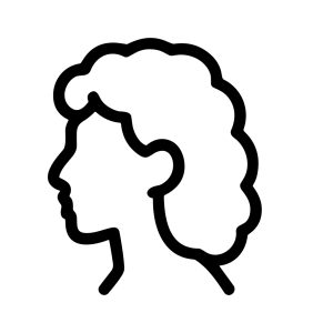 Simple Outline Curly Hair Woman Side Profile Avatar Icon Design