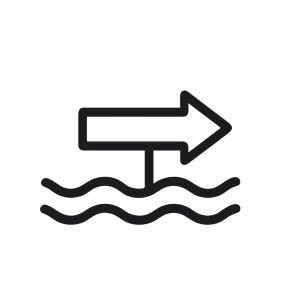 Simple Outline Arrow Above Water Wave Icon Symbol Illustration