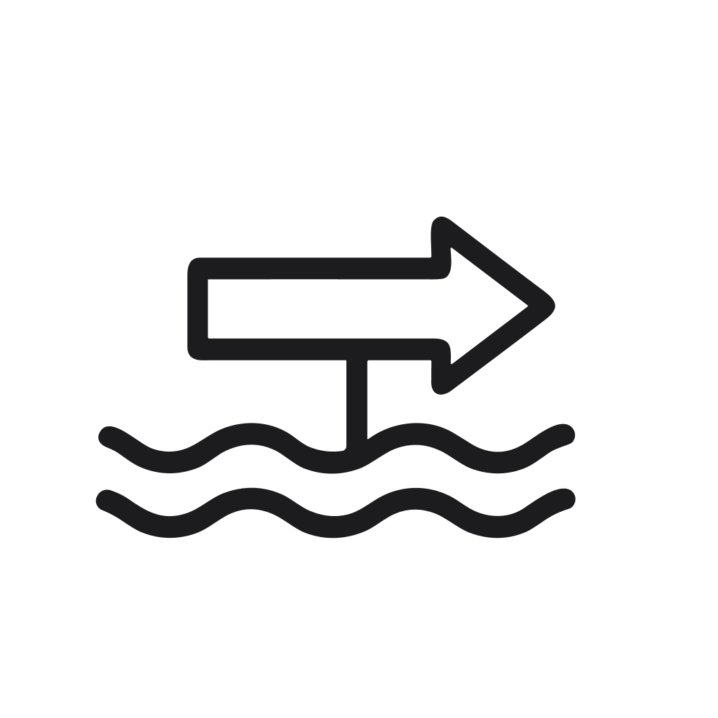 Simple Outline Arrow Above Water Wave Icon Symbol Illustration