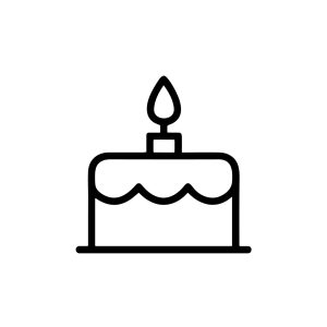 Simple Line Drawing Cake with Candle Celebration Event Icon Illustration