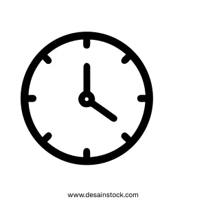 Simple Outline Handdrawn Clock Time Illustration Icon Element