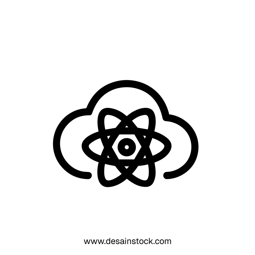 Simple Line Cloud Atom Network Symbol Abstract Technology Icon