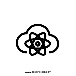 Simple Line Cloud Atom Network Symbol Abstract Technology Icon