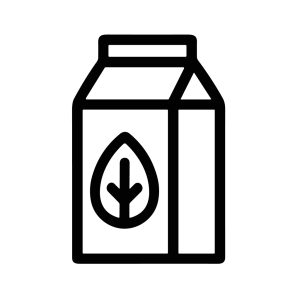 Simple Outline Cardboard Milk Carton Packaging with Leaf Icon Sign