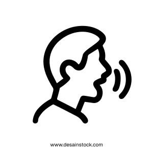 Simple Outline Human Head Speaking Communication Notification Shape Icon