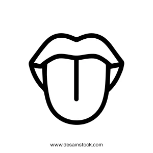 Simple Line Art Mouth and Tongue Human Body Part Icon