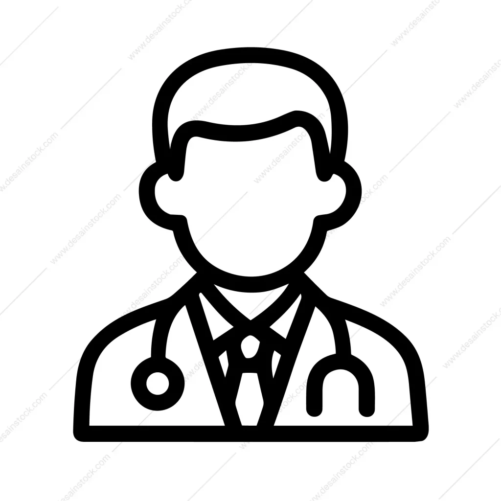 Line Drawing Doctor with Stethoscope Medical Professional Healthcare Icon