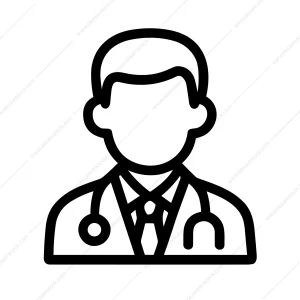 Line Drawing Doctor with Stethoscope Medical Professional Healthcare Icon