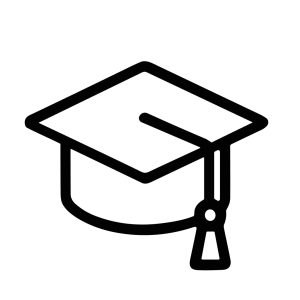 Simple Line Graduation Cap Academic Education Black and White Icon