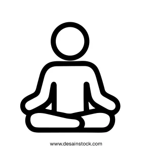 Simple Outline Person Meditating Pose Peaceful Lifestyle Icon Illustration