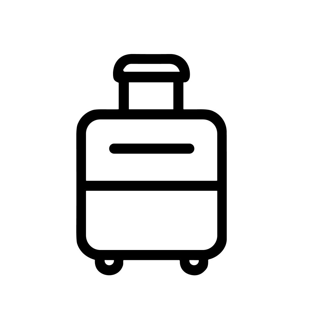 Simple Outline Suitcase with Wheels Travel Baggage Line Style Icon