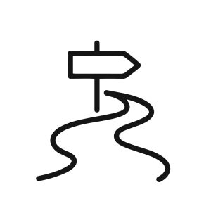 Minimalist Outline Route Signpost Road Trip Direction Line Art Icon