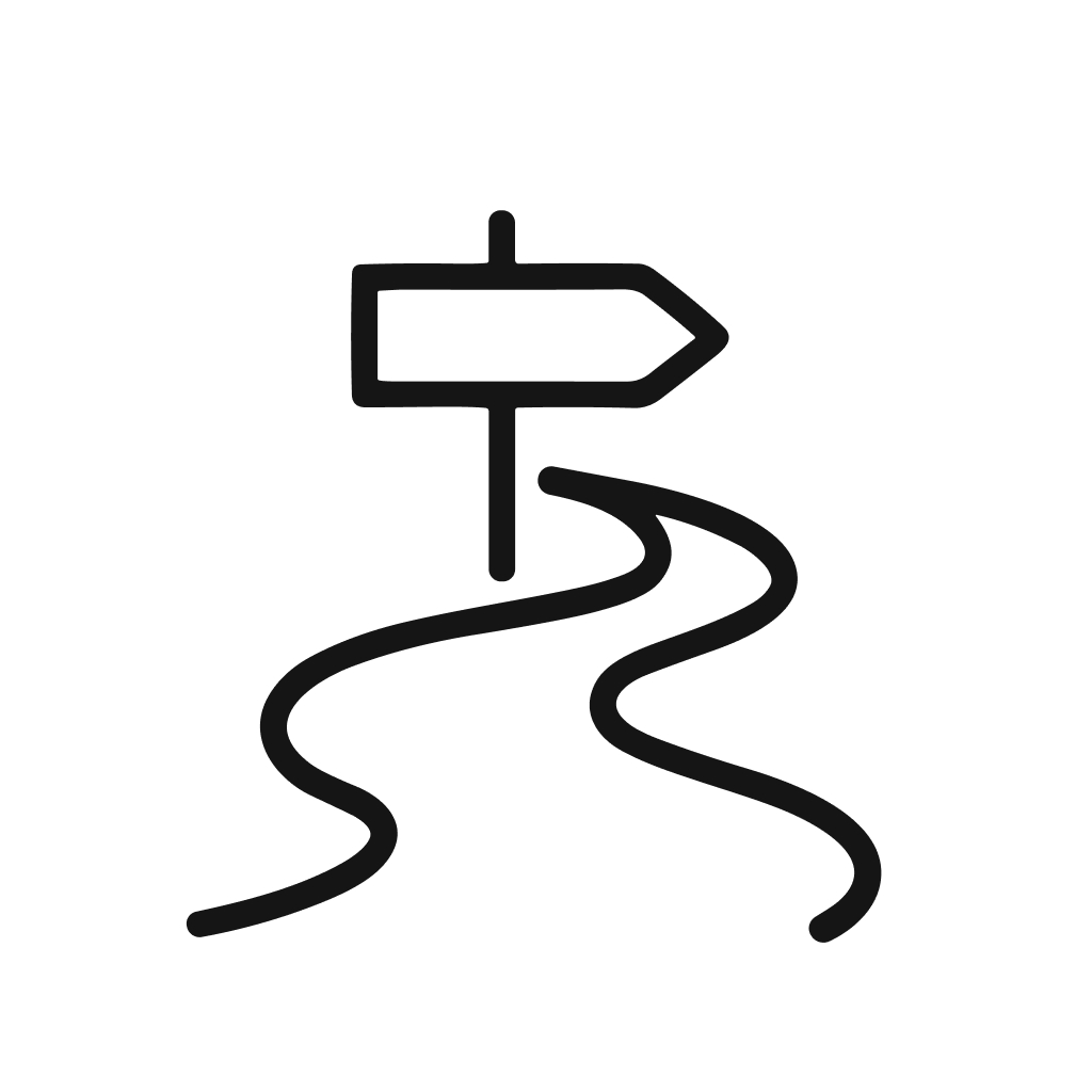 Minimalist Outline Route Signpost Road Trip Direction Line Art Icon