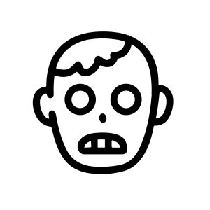Simple Lineart Spooky Zombie Head Scary Monster Character Icon Illustration