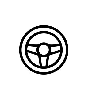 Simple Outline Steering Wheel Automotive Technology Control System Icon