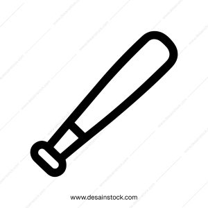 Simple Outline Baseball Bat Equipment Sport Game Line Icon Symbol